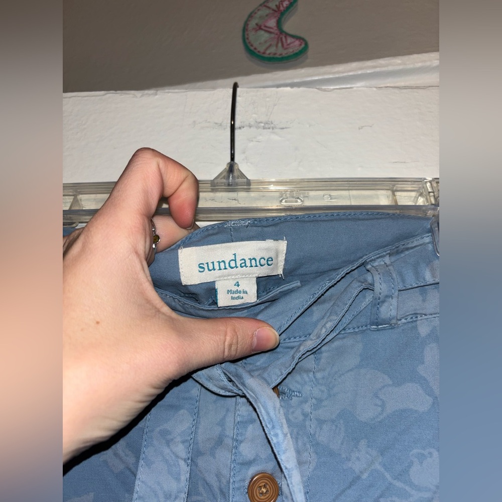 NWOT Sundance Bastille Easy Blue Floral Button Pants Tie Spring Cotton Sz 4 - Picture 4 of 7